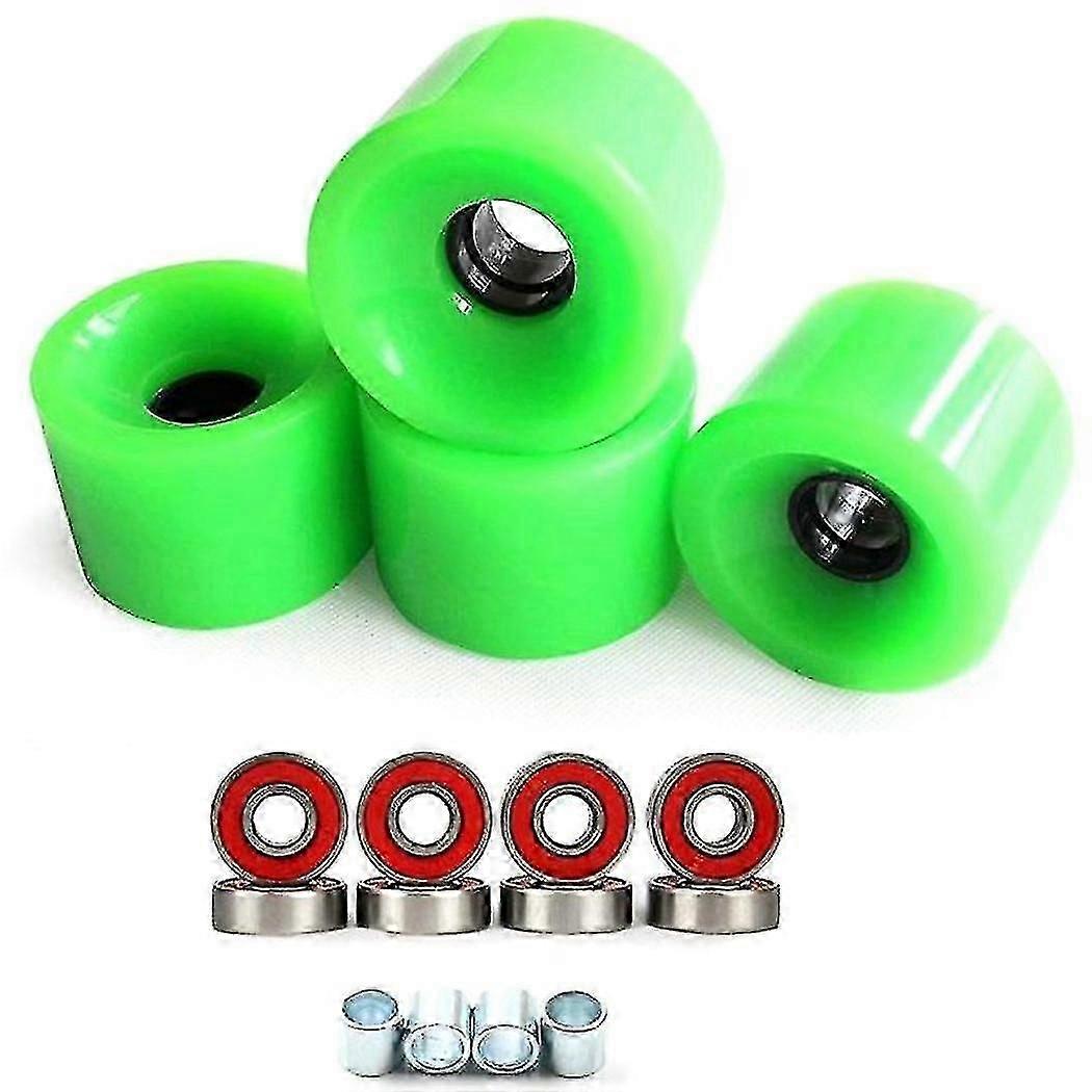 1 Set 4pcs Skateboard Wheels 8ball Bearings 70x51mm Pu Wheels,green