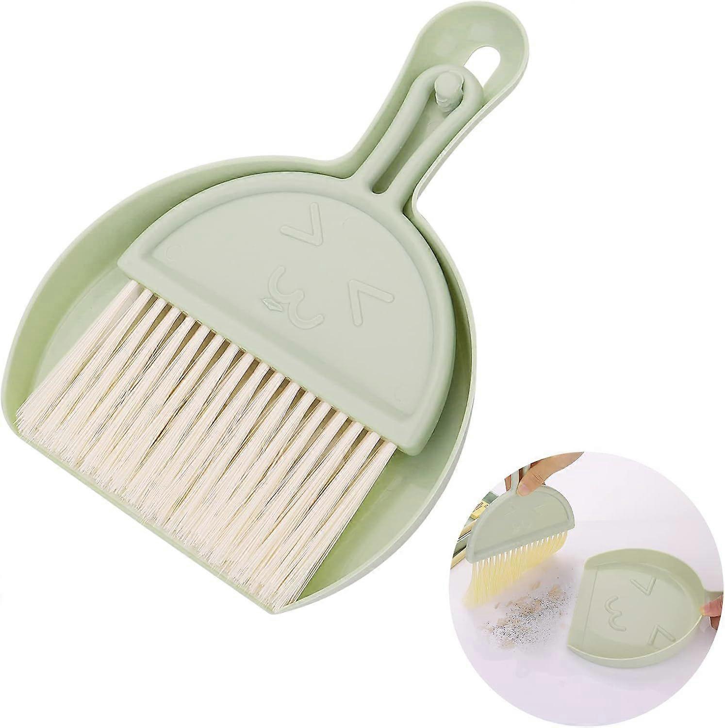 Small Dustpan and Brush Set, Mini Dustpan with Broom Set (Green)