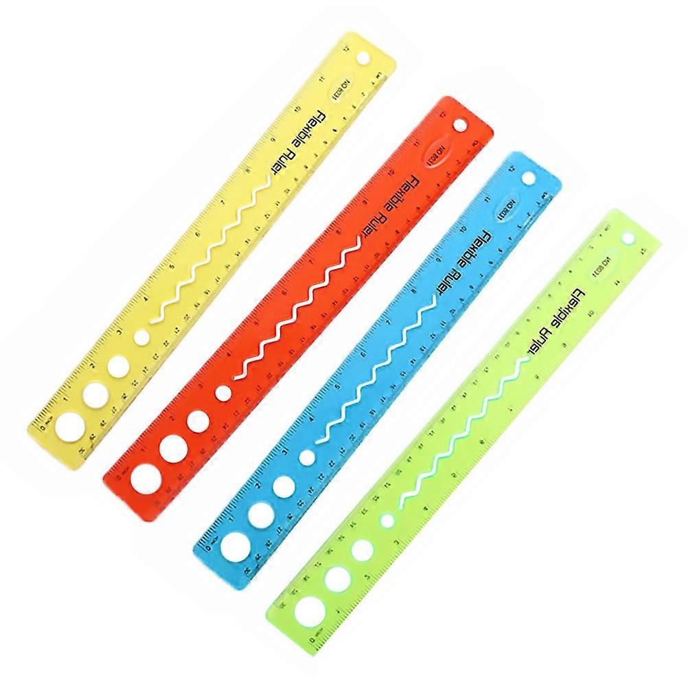4 Pack Flexible Clear Rulers, Measuring Tool for School, Home, Office, and Classroom Use – Multicolor (Red, Yellow, Blue, Green)