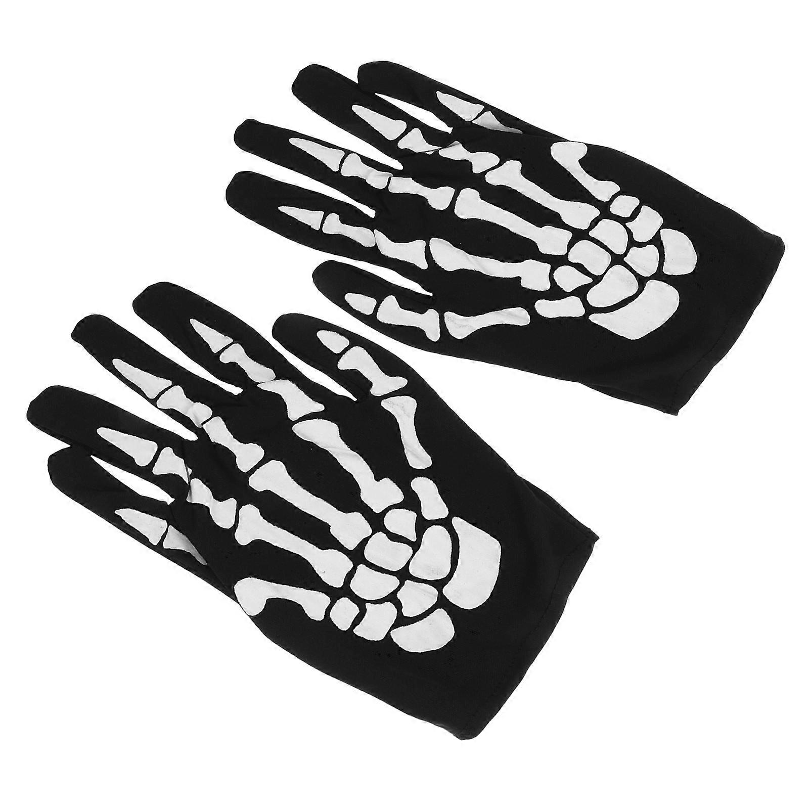Bone-Printed Gloves for Men, Featuring Gothic Design and Versatile Usage
