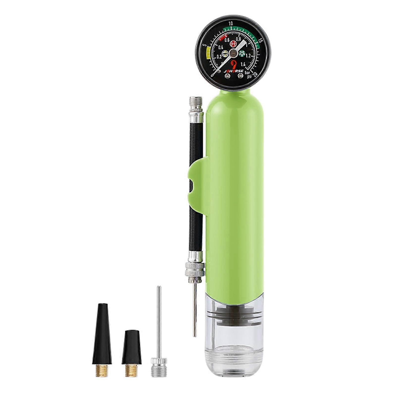 Manual tire pumps with pressure gauge, 20 PSI, balloon, volleyball, basketball, inflator, portable inflating tool green