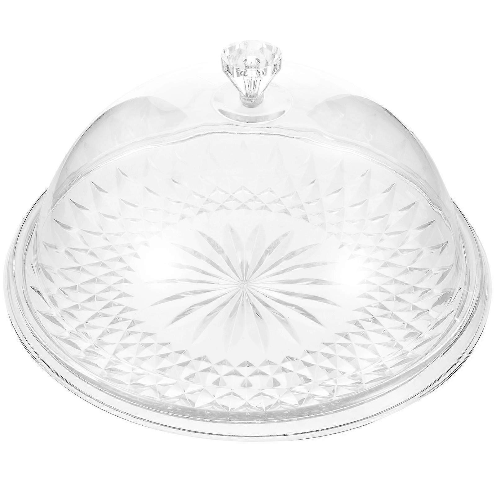 ラウンドドームケーキトレイ21x21cmクリアデザートサービングプレート