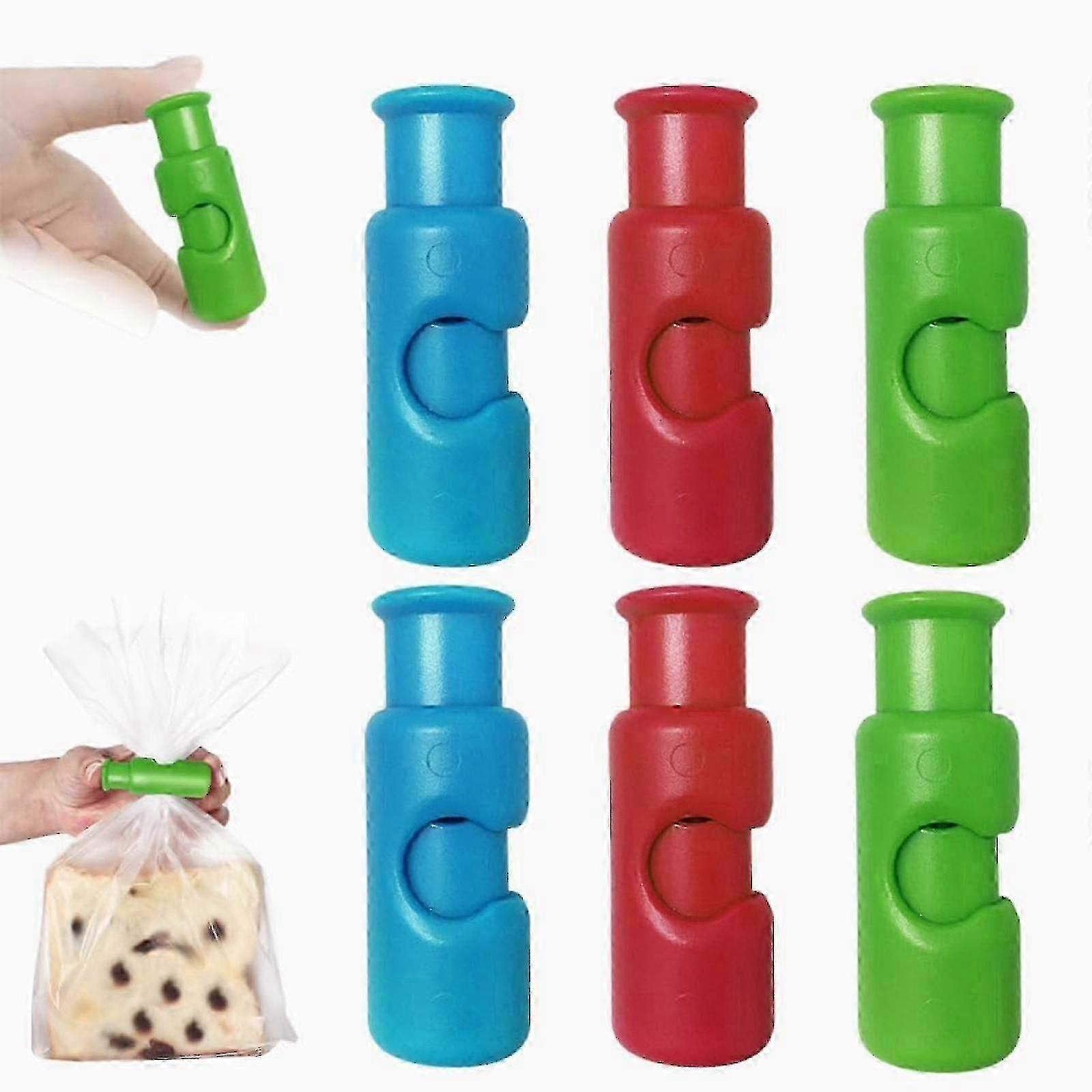 6 pinces à sac à collation réutilisables de type presse, pinces à pain Squeeze & Lock (rouge)