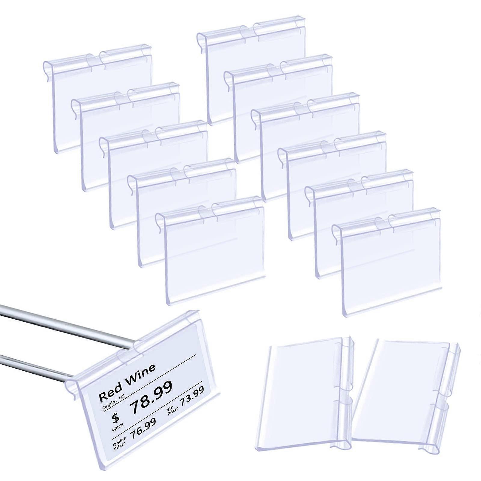 70PCS Clear Plastic Label Holders for Wire Shelf Retail Prices Tag Holders Merchandise Sign Display Holder for Supermarket