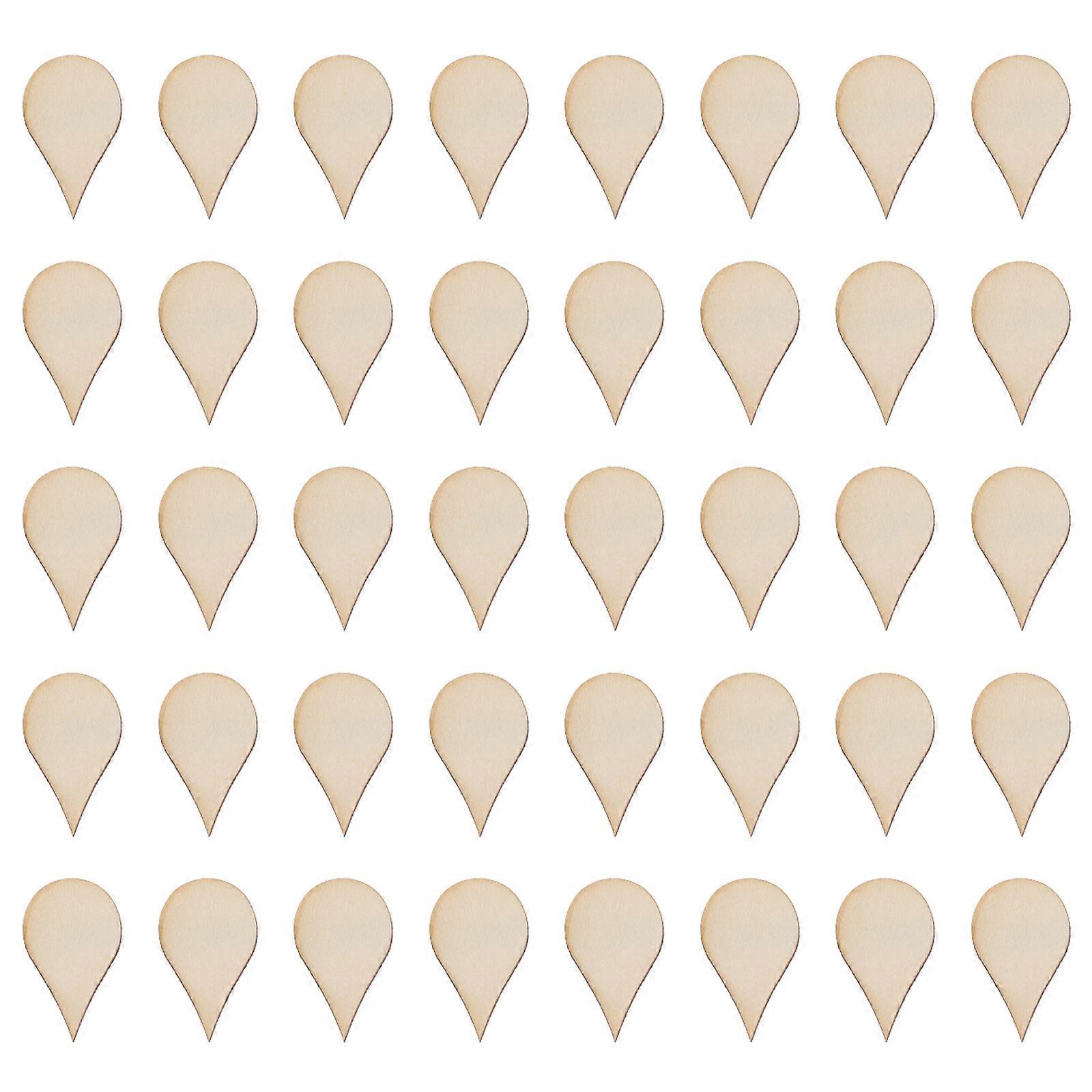 50pcs Water Drop Shaped Wooden Craft Chips for DIY Decor, Scrapbooking, Decoupage, and Sign Making Projects