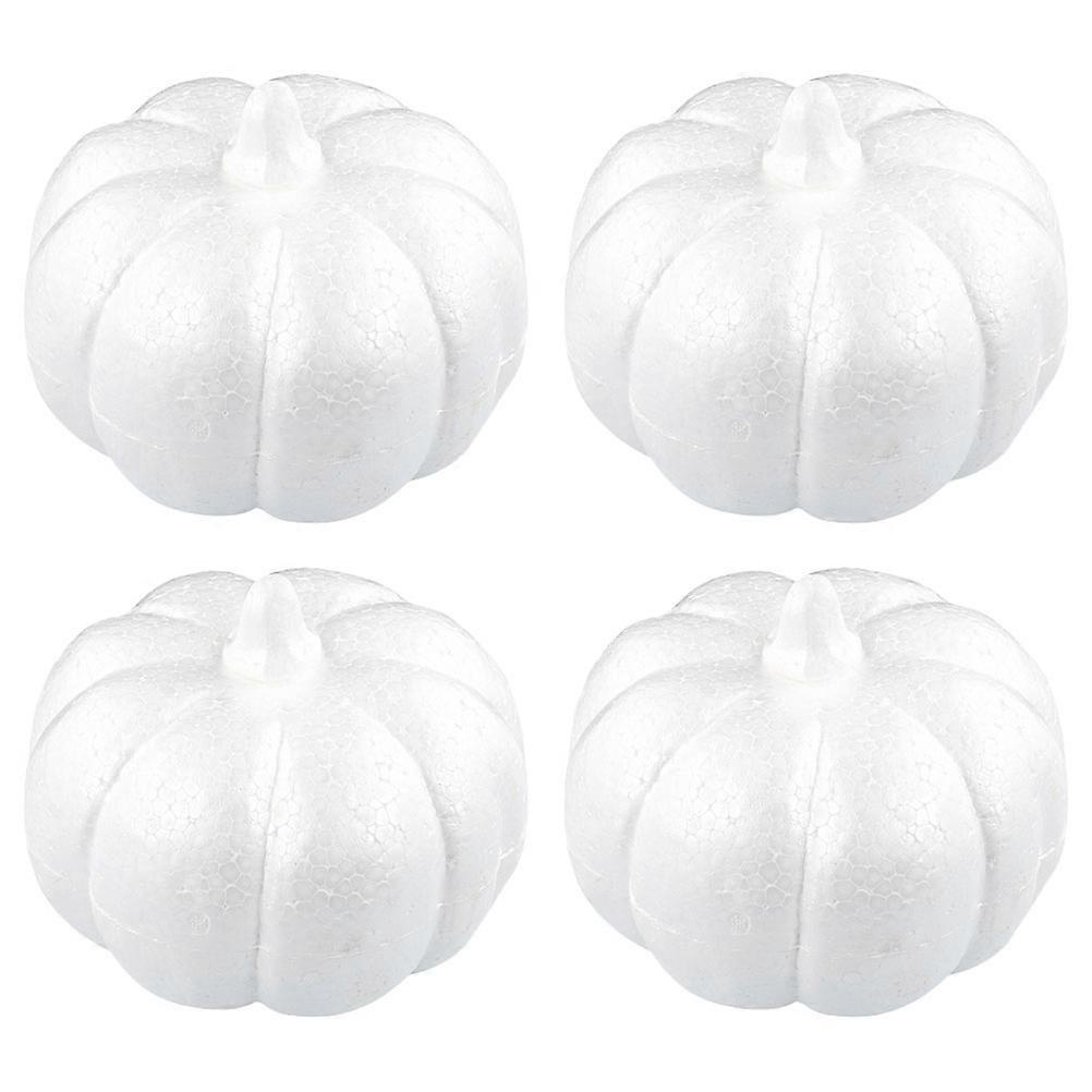 White Craft Pumpkins Artificial Foams Round For Halloween Party Decoration 4Pcs