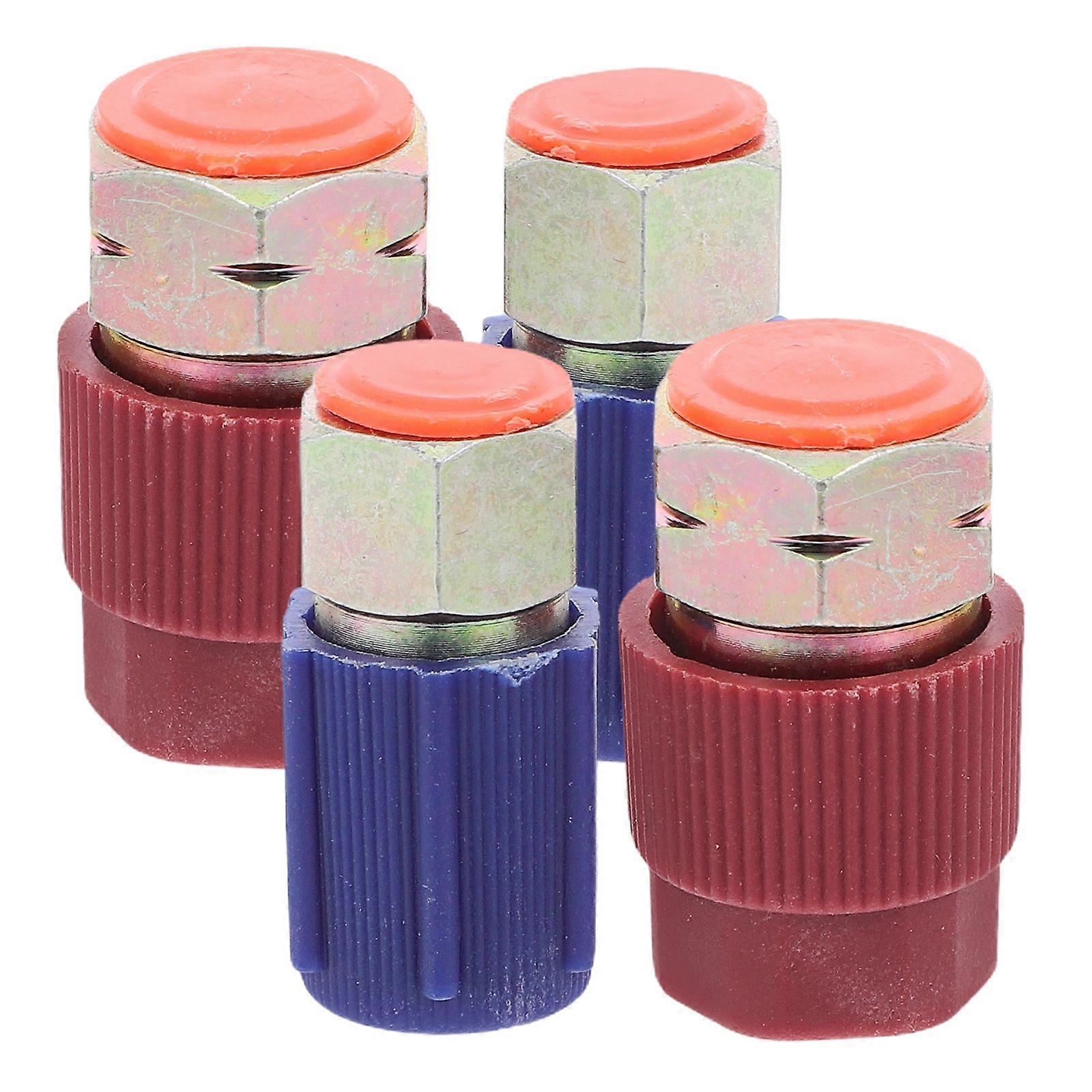 4 PCS/ Set Quick Disconnect Quick Coupler A/C Car Charging Port Adapter Retrofits Fittings With Caps 3/16 Inch 1/4 Inch High Side Low Side R12 Port to