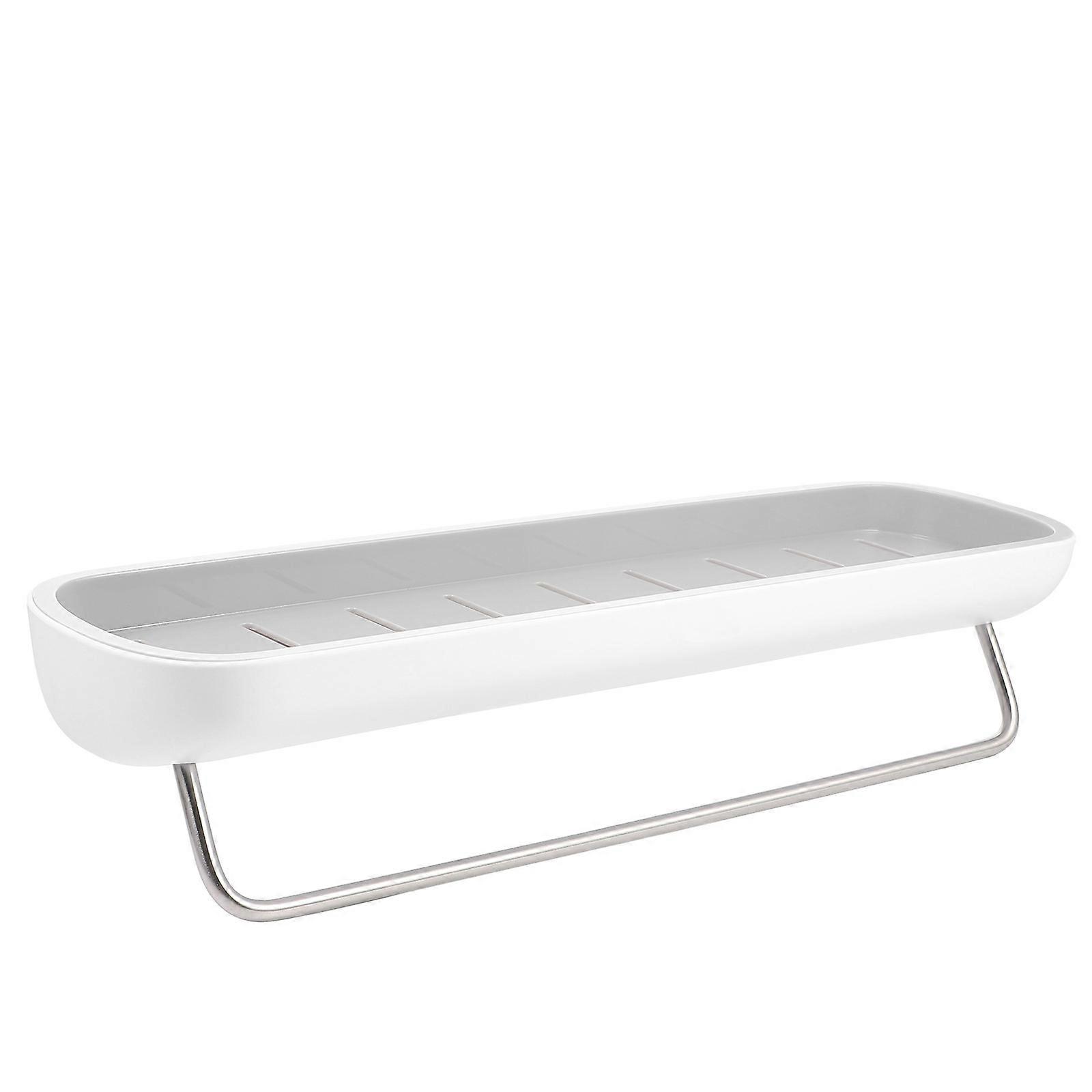 Bathroom Storage Rack Self-Adhesive Wall-Mounted Draining Bottom Design Grey 42x12cm 1Pack
