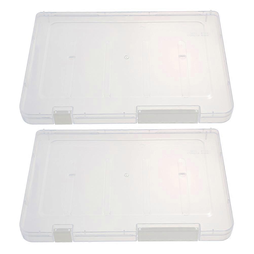 File Boxes With Lids Multifunctional Storage Clear Storage Bins For Home Office Use 24.20X17.00X2.00CM 2Pcs