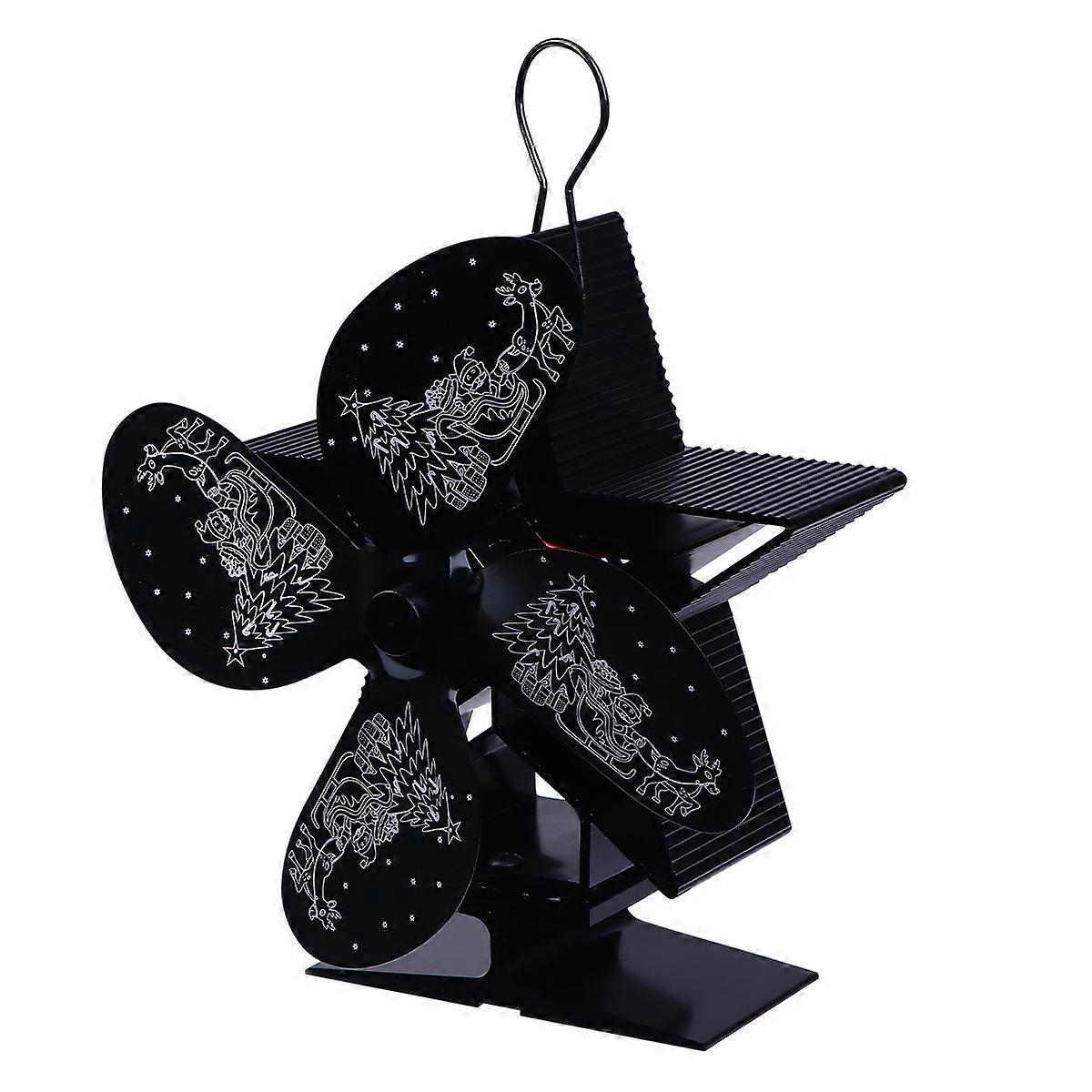 Stove Fan Fireplace Fan for Wood Stoves 4- Black 18X9.5X18CM Automatic Start Heat Powered Technology 1Pc
