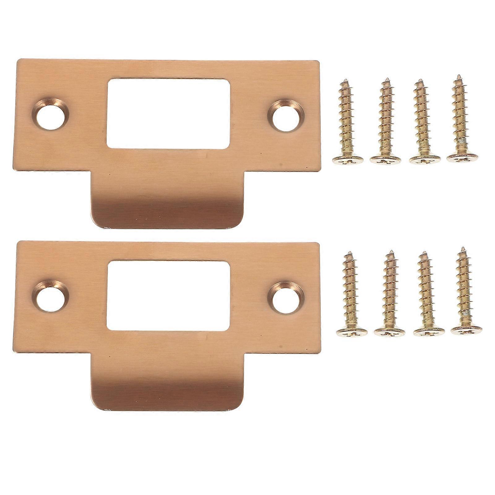 Door Strike Plate Reinforcement Kit 2 Sets Security Latch Covers for Exterior & Interior Doors, Durable Design, Easy Installation with Screws