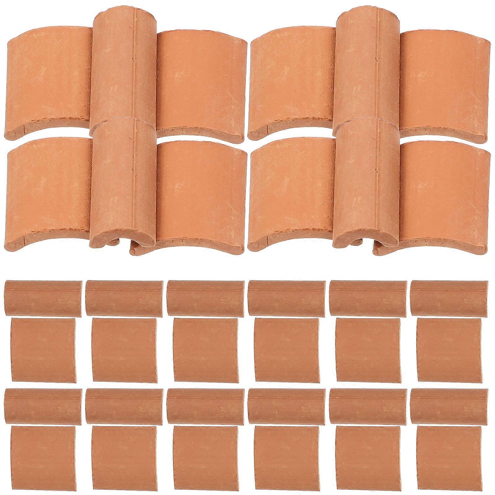 Miniature Roof Tiles Model Tiles Miniature Roof Tiles Mini House Decoration Brown 1.70X0.90X0.50CM Sand Table Layout 120Pcs