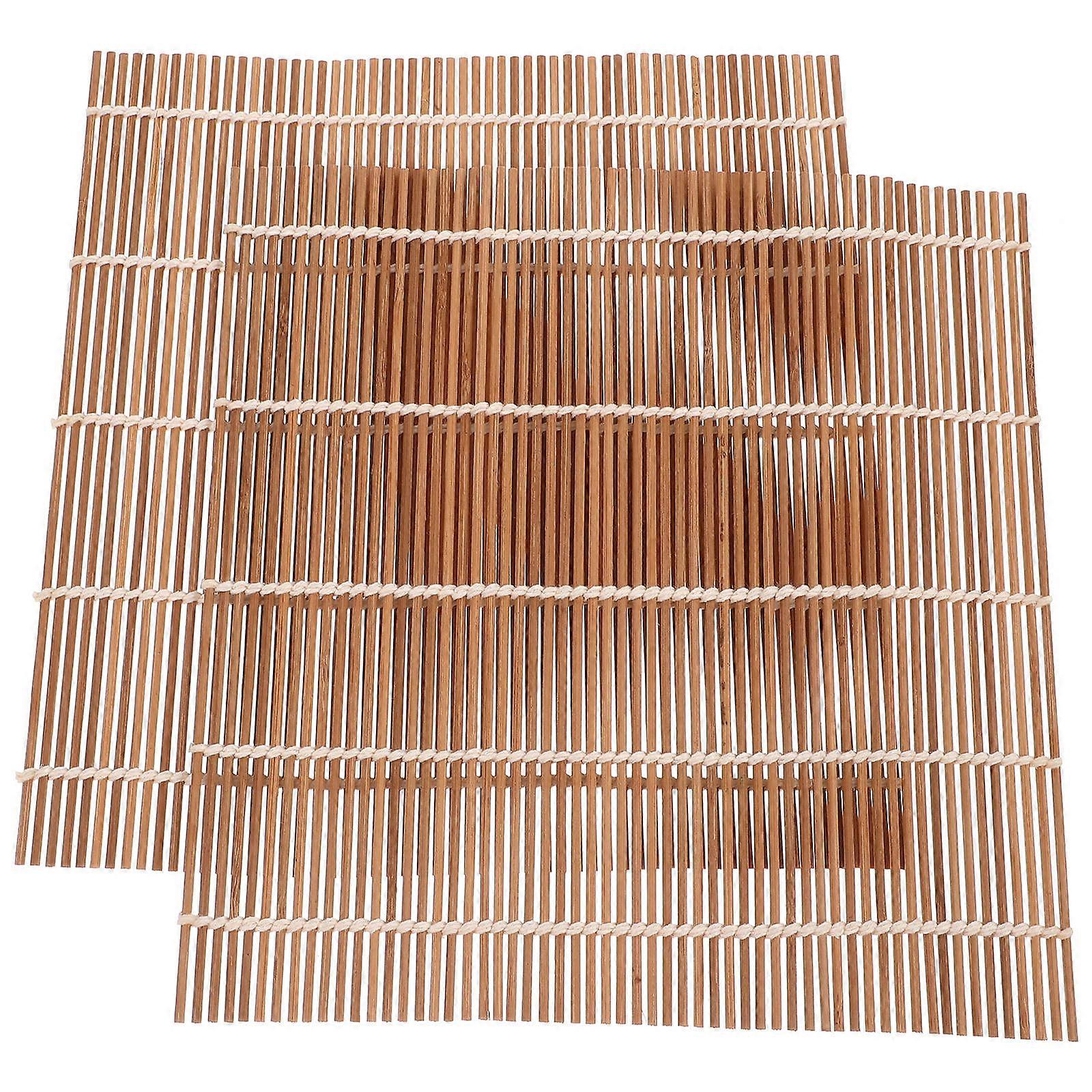 Sushi Making Bamboo Mat Homemade Food Tools Rustic Appearance 24.00X24.00X0.30CM 2Pcs