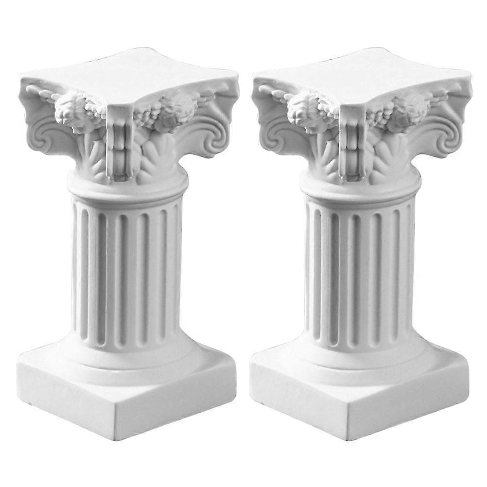 Pillars Statue Nordic Style Roman Column Candlestick Living Room Decor Mini Size 2Pcs