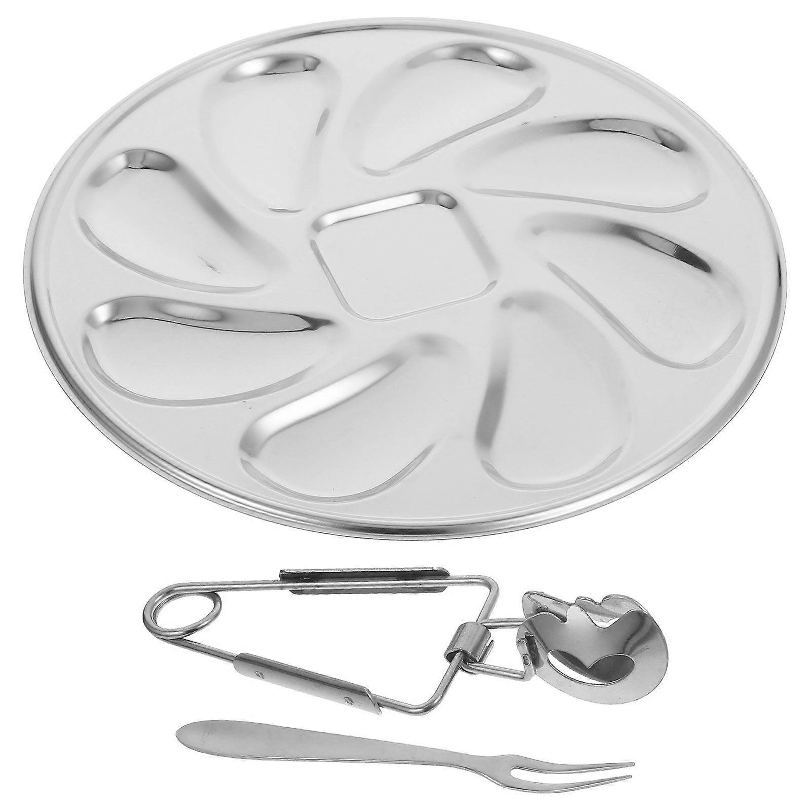 1 set di piatti per ostriche, piatto per ostriche in acciaio inossidabile, piatto per ostriche