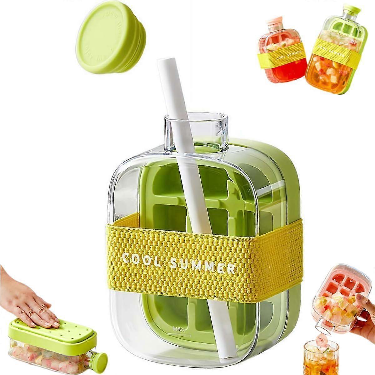 1 piece ice cube tray with lid, 2 in 1 ice cube tray bottle