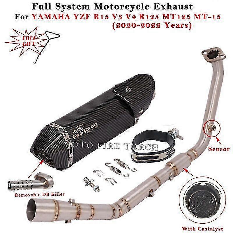 Full Motorcycle Exhaust System Front Link Pipe With DB Killer Muffler for Compatible Brands YZF R15 MT125 MT15 2020-2022