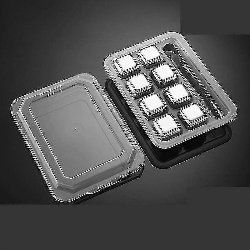 Reusable Stainless Steel Whiskey Chilling Stones - 8 Pcs Ice Cube Alternative for Scotch and Bourbon Gifts