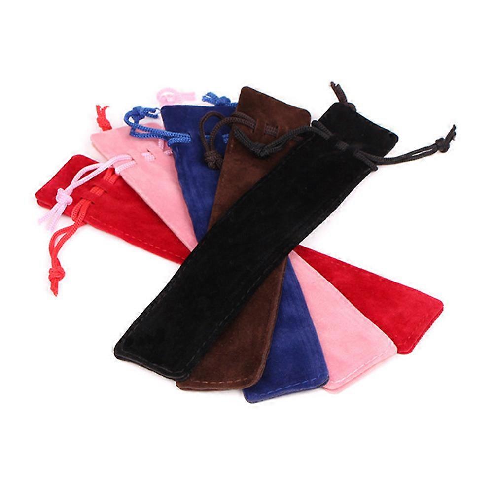 Journaling Pen Sleeve Pouch Drawstring Bag Assorted Color 17.50x3.50x0.50cm Pen Pencil Storage Organizing 25Pcs