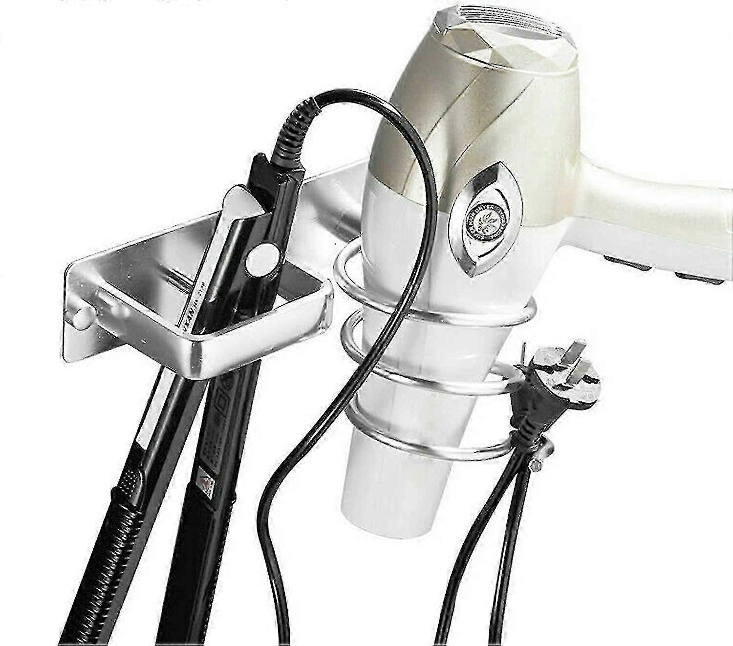 Elegante supporto per asciugacapelli in acciaio inossidabile cromato - Accessorio per la conservazione del bagno moderno