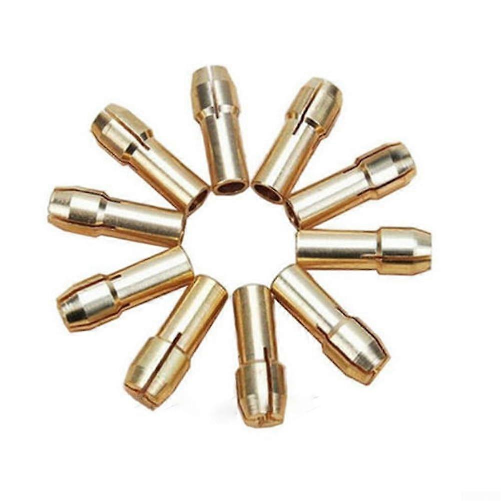 Minigrinding tool set with copper lining, including 10 pieces with clamping ranges up to 3 to 2 mm.