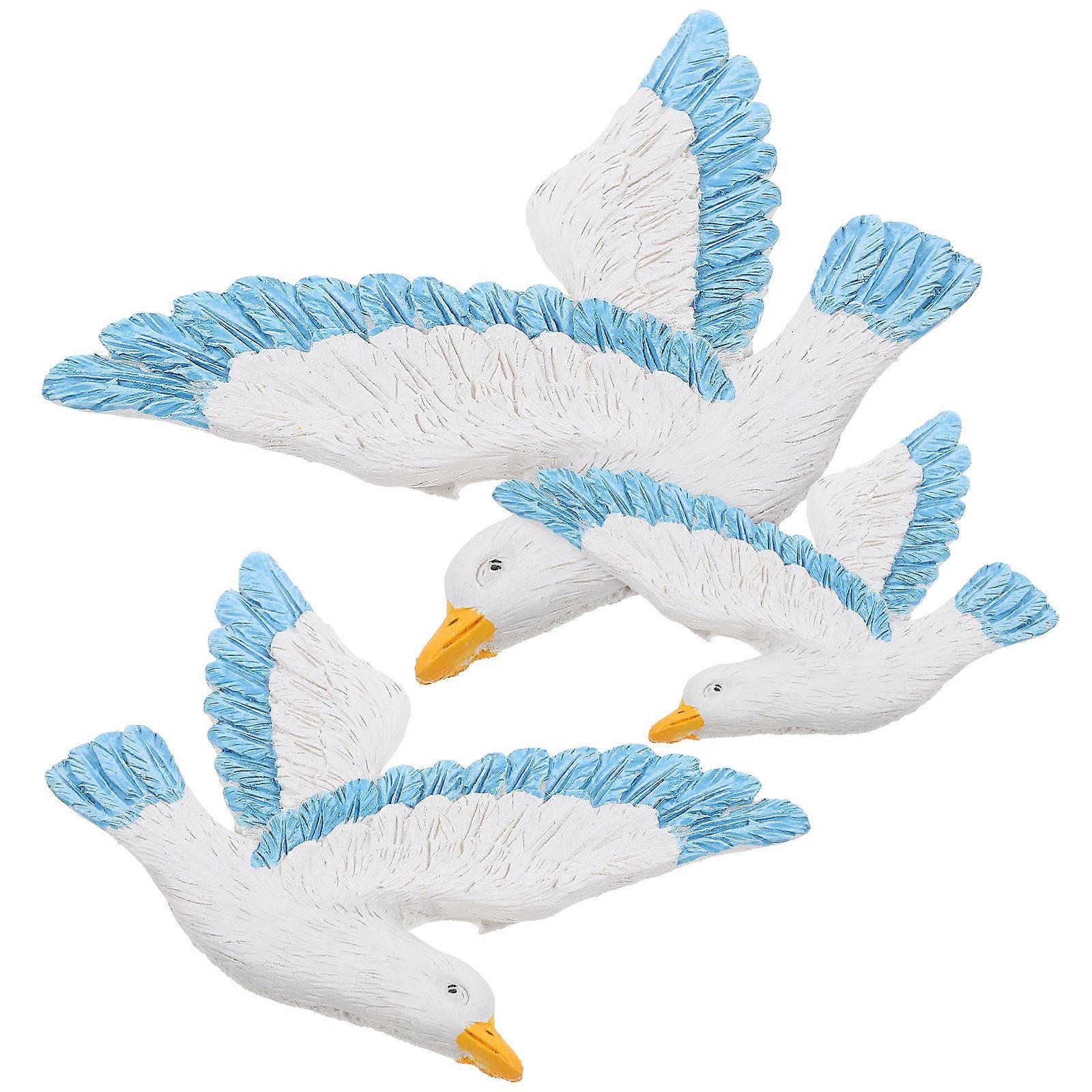 3 قطع الراتنج النورس الجدار معلقة ديكور الساحل الطيور قلادة المنزل الأزرق خلفية زخرفة شاطئ البحر الجمالية