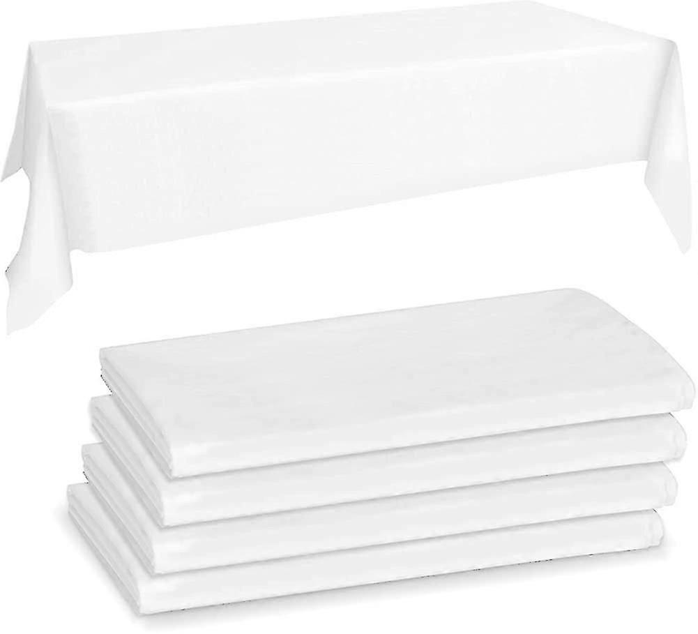 4 Pack Disposable Plastic Tablecloths. Plastic Rectangle Pure White Tablecloths 2m*2m