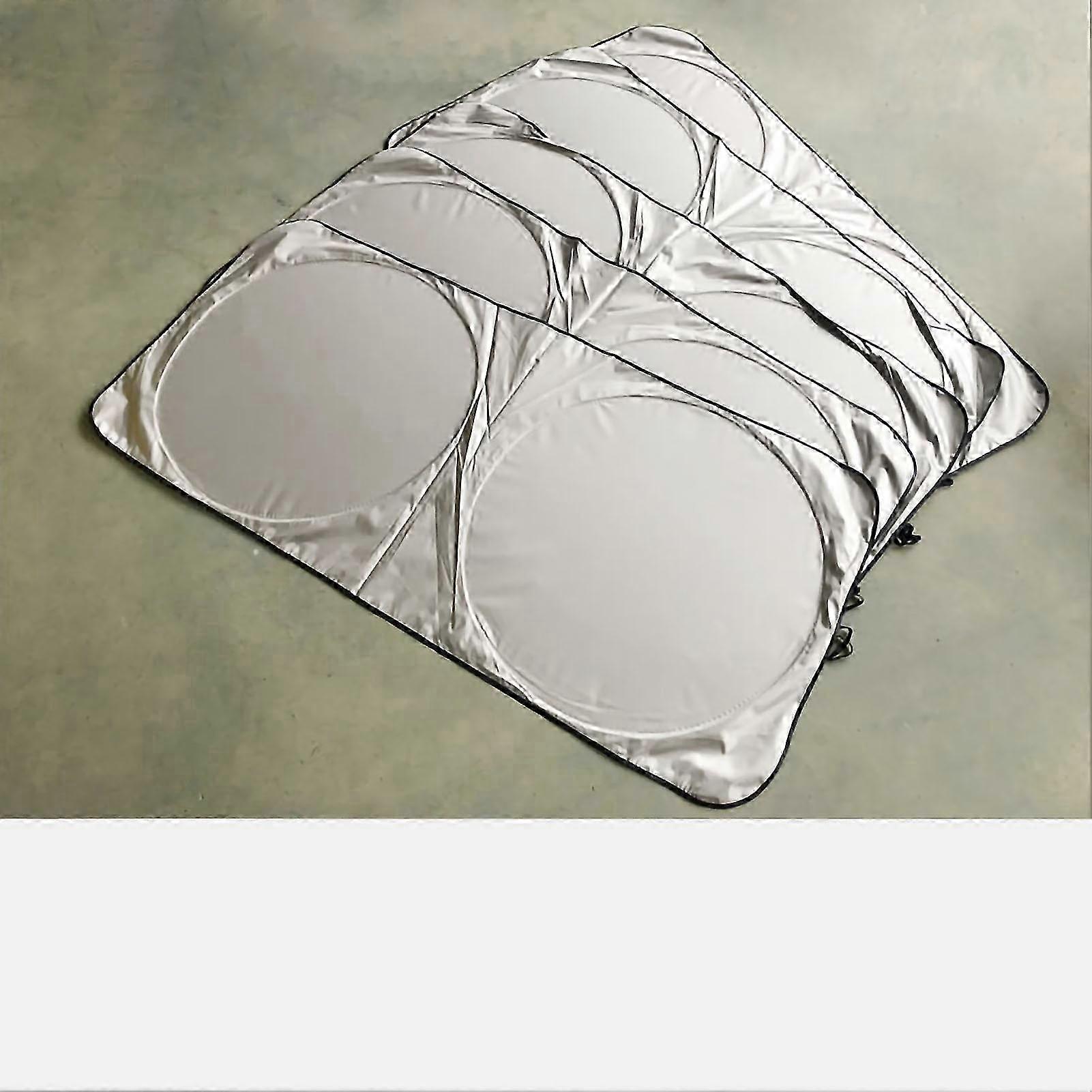 Universal Car Windshield Sun Shade Silver Fabric Full Coverage Sun Visor Block 63x33.8in