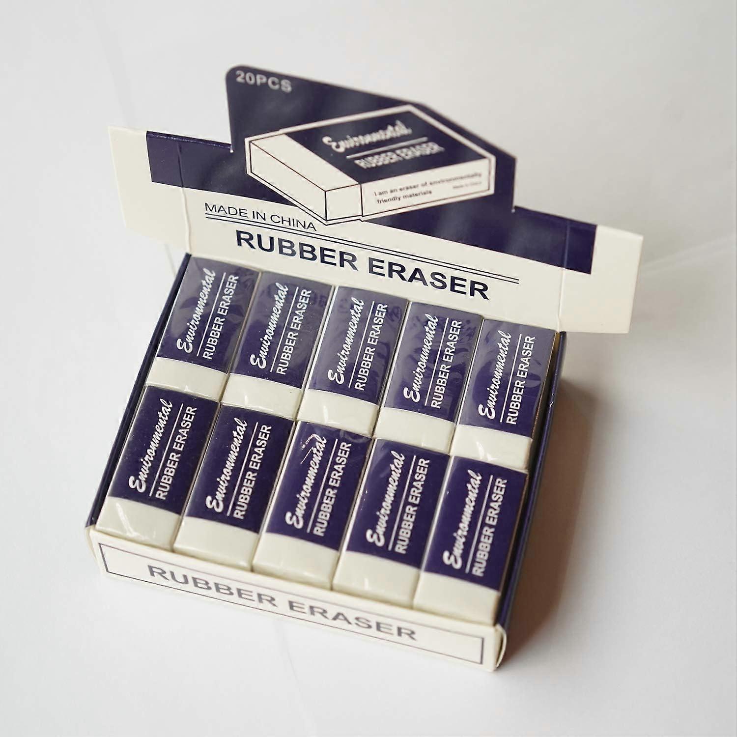 20 pcs Erasers, High Quality Rubber Erasers, Soft Latex Free Erasers Office and Classroom Supplies (White)