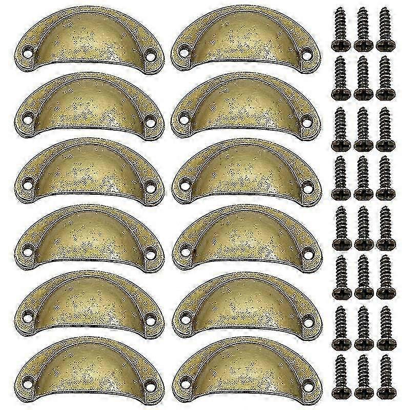 12 Pieces Semicircular Shell Shape Pull Handle Knobs,cup Shaped Handles bronze
