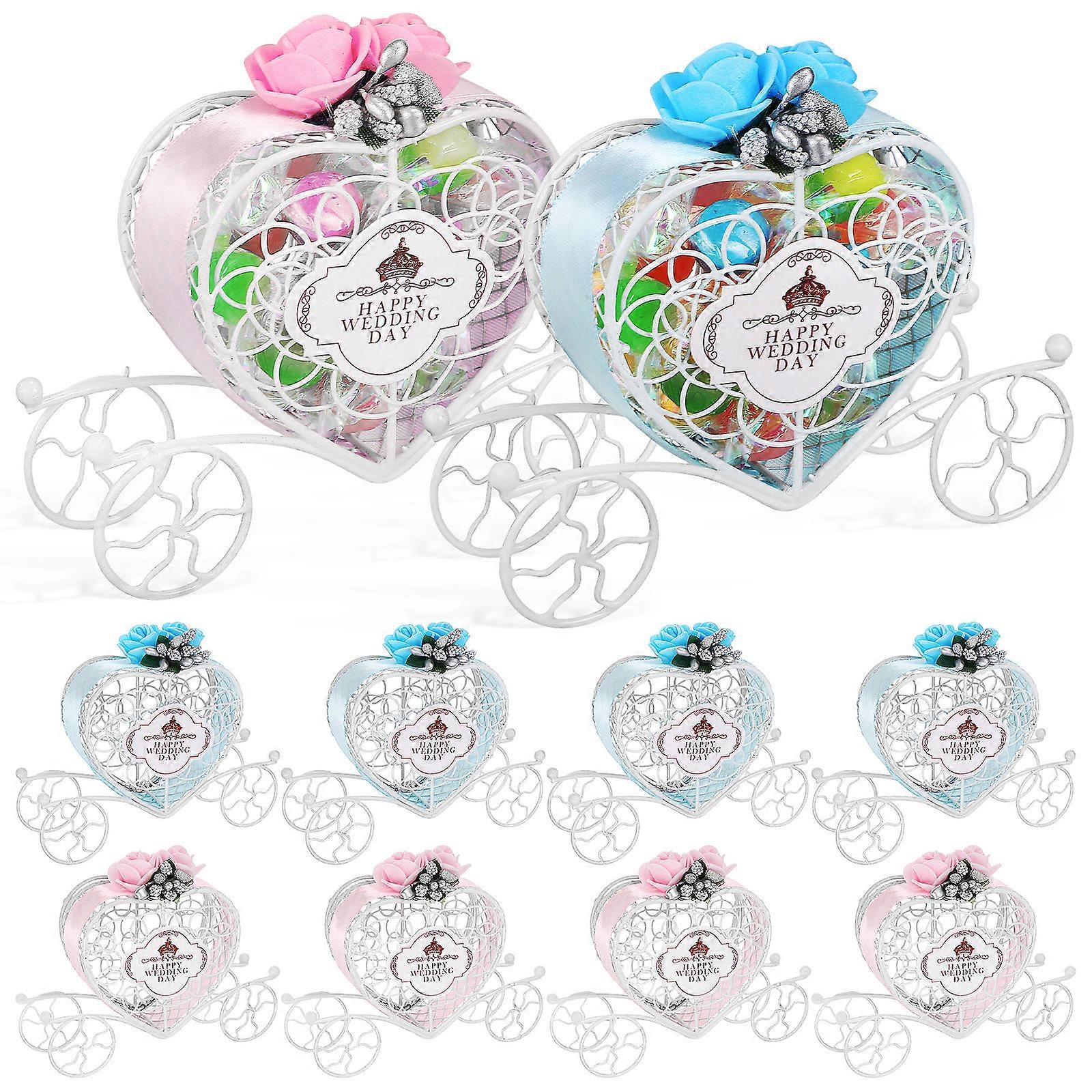 Small Candy Boxes Iron Material Heart Shaped Decorative Wedding Supplies 10Pcs