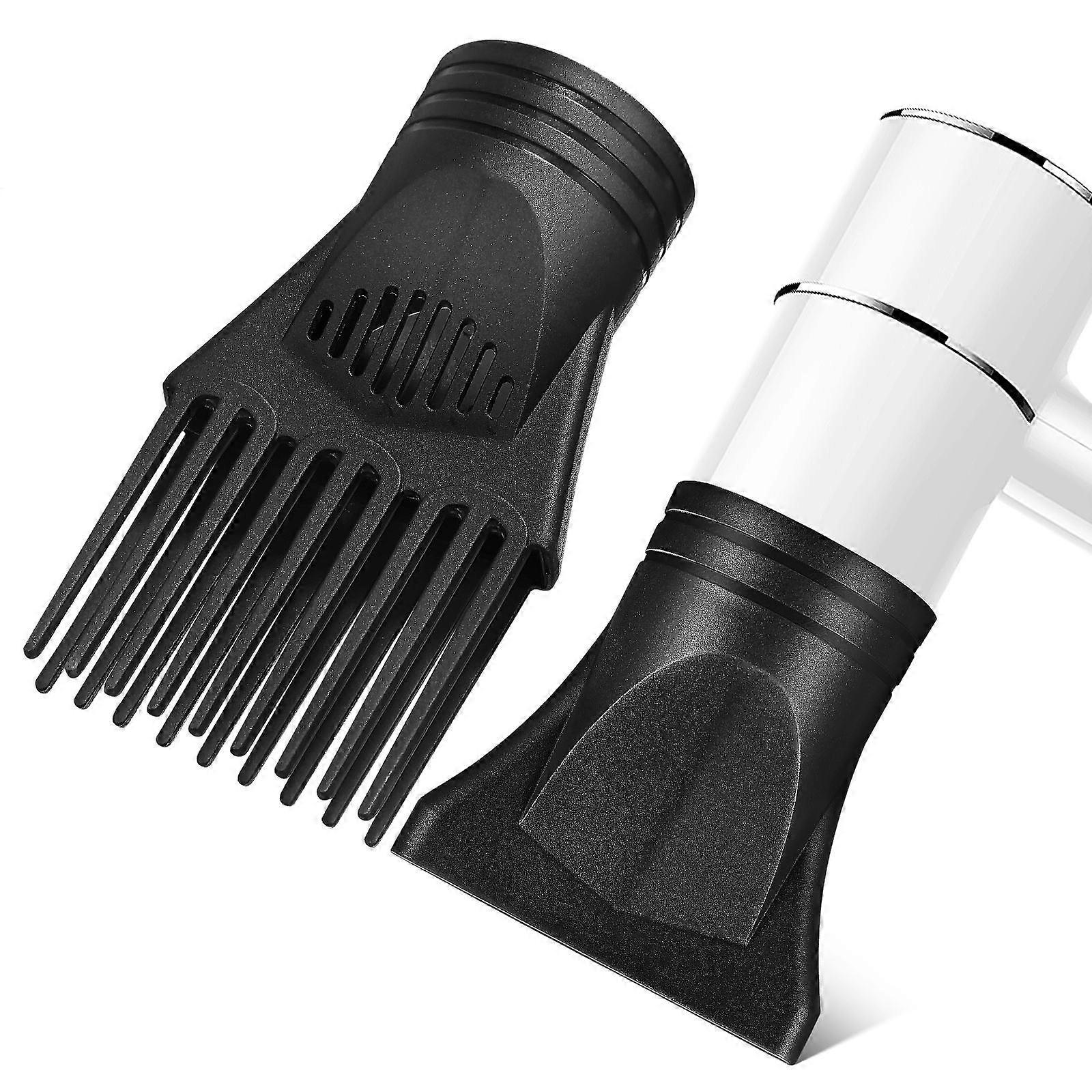 2 Pcs Black Plastic Salon Hair Dryer With A Diameter Of 1.9 Inches Nozzle Replacement Hair Dryer Diffuser Nozzle Hair Dryer Nozzle Comb Attachment