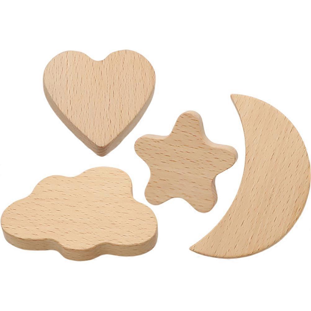 Cartoon Shape Wooden Drawer Knobs Set of 4 Decorative Handles for Cabinets Furniture Door Knobs Easy Installation Home Office Decor