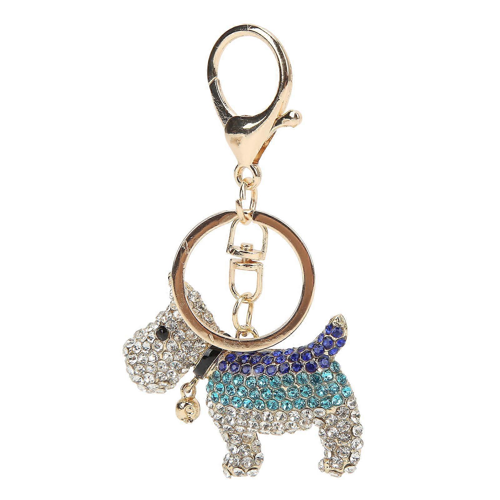 2025 Latest Model  Dog Keychain Electroplating Process Rhinestones Puppy