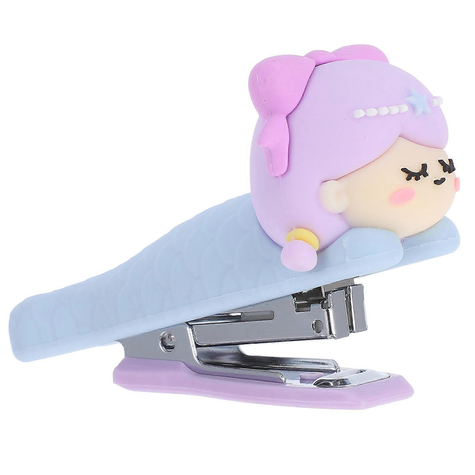 Mini Cartoon Stapler Compact Metal Desk Decoration For Teachers And Colleagues Home Office Use Purple 6.40X5.50X1.80CM 1Set