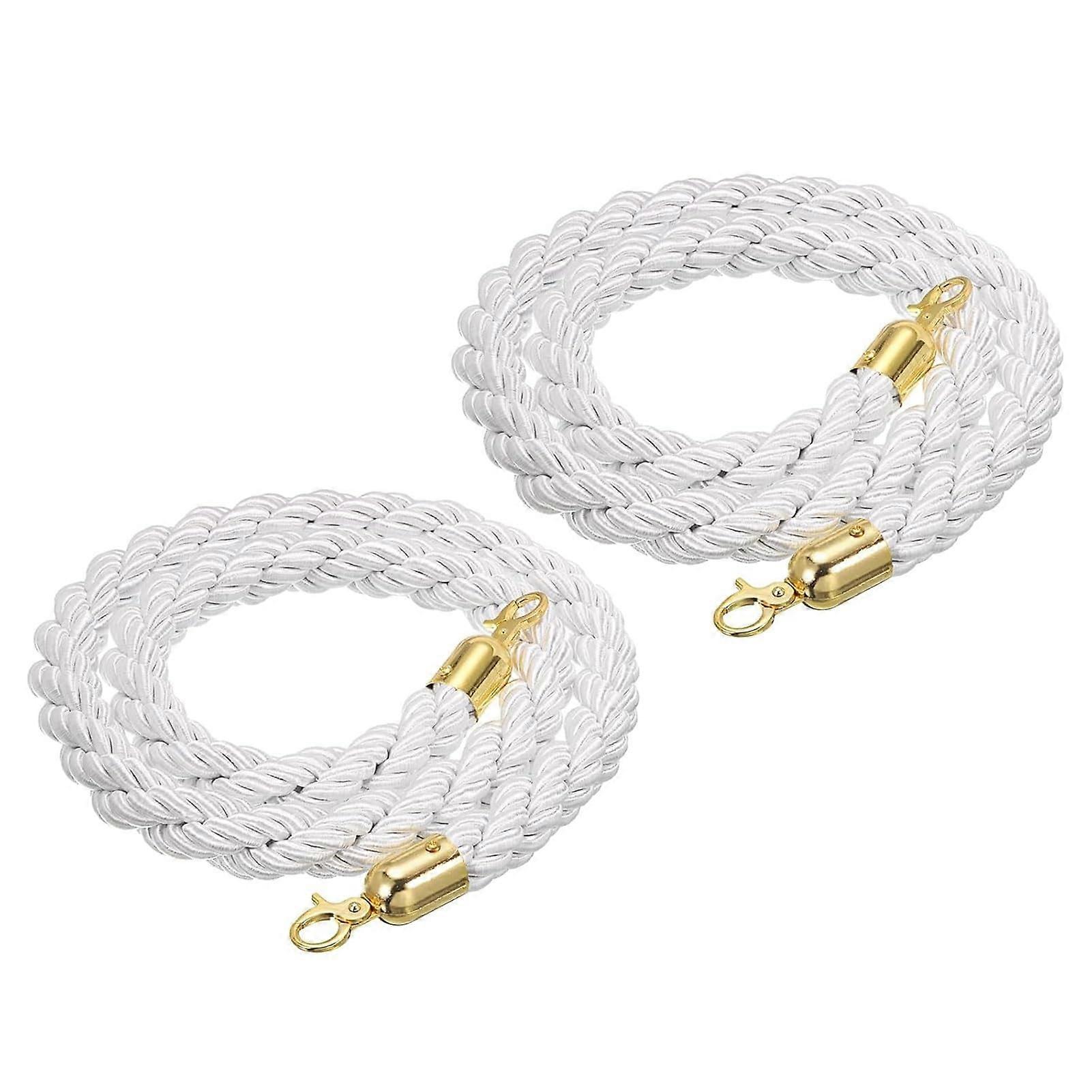 Braided Hemp Rope Queue Barrier 1m in White Gold for Crowd Control at Cinemas and Grand Openings