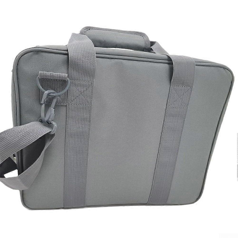 Portable travel storage box with adjustable shoulder strap, waterproof Oxford fabric, protective hard shell, gray