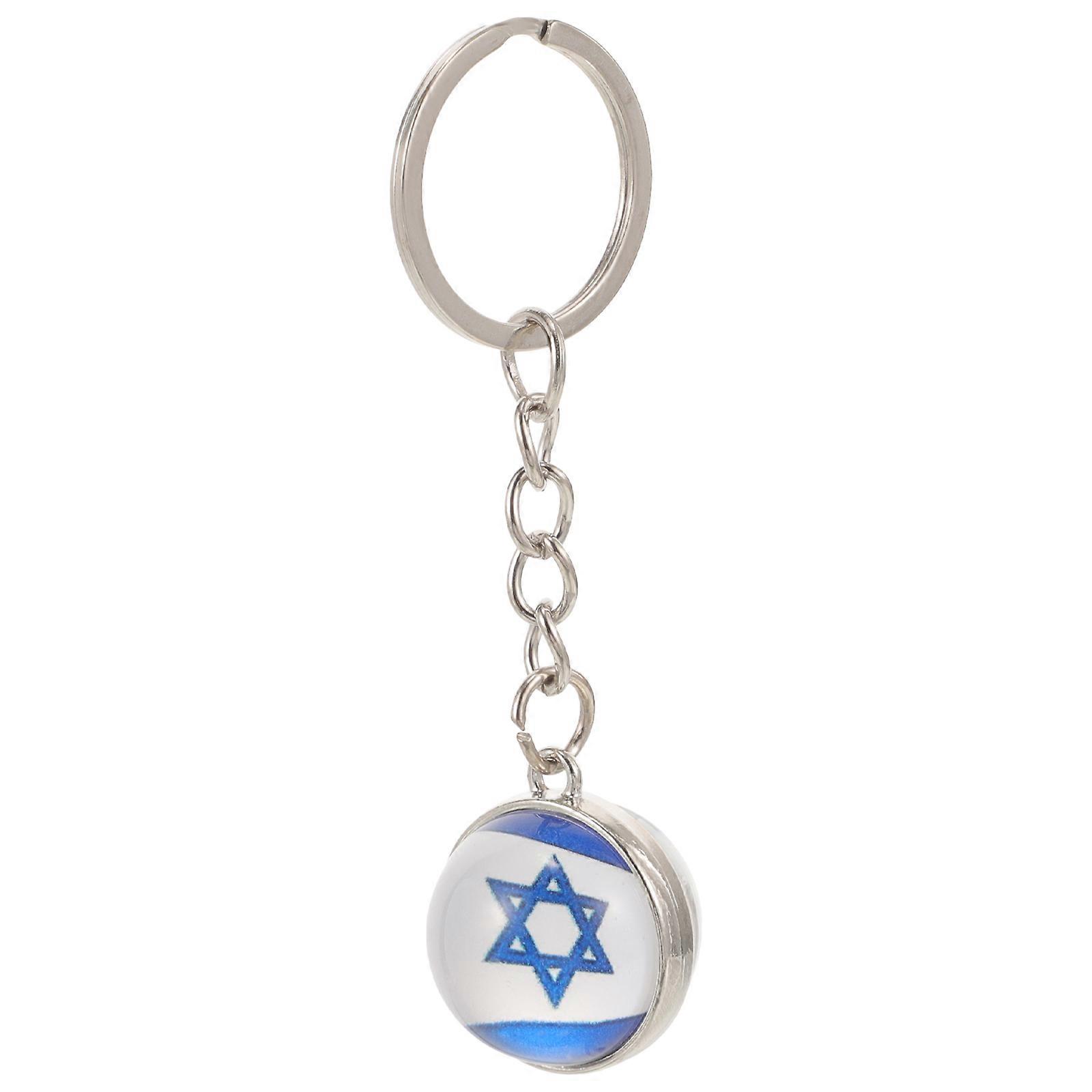 Globe Keychain Metal Key Pendant Glass Globe Key Chain Square 1Set