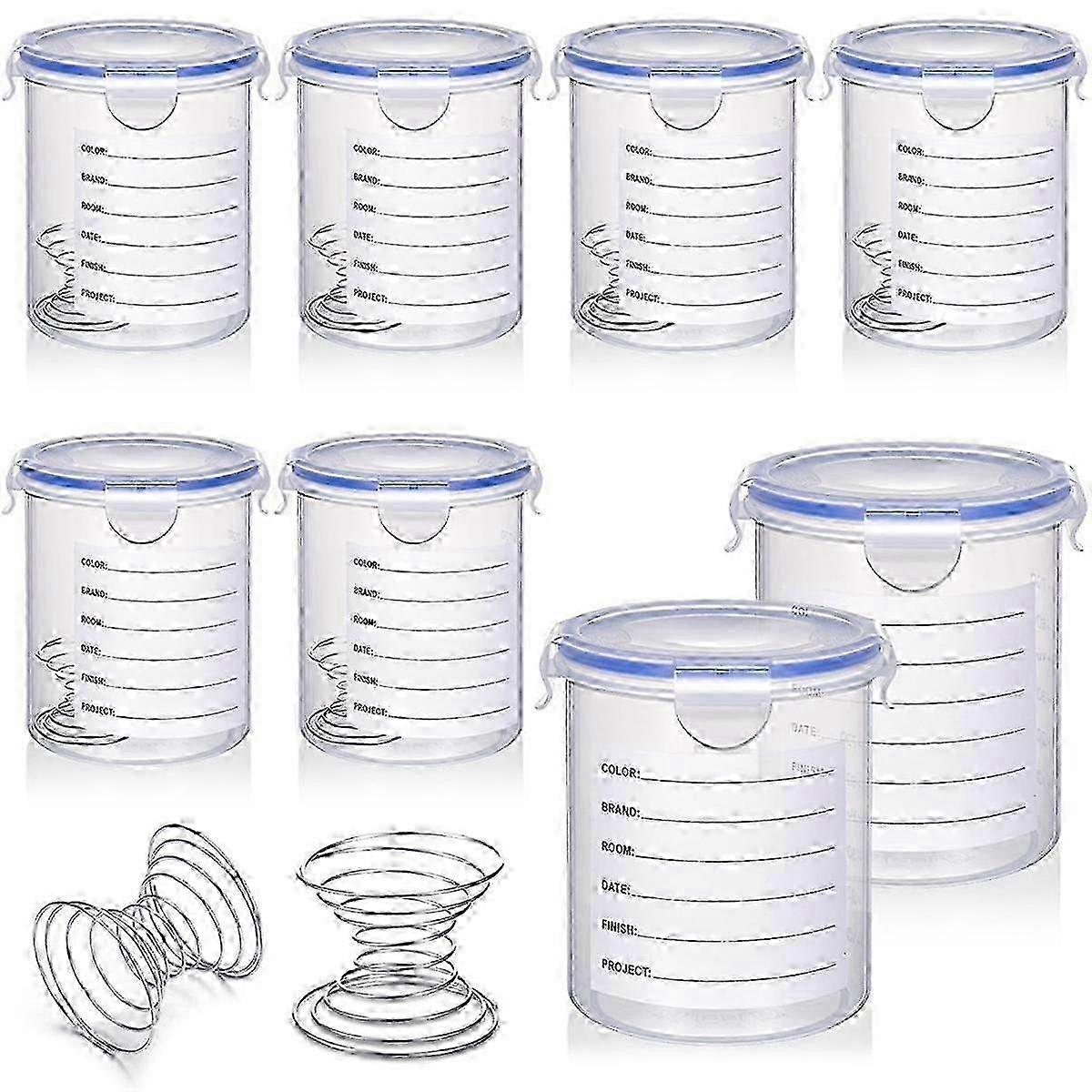 8 Sets Paint Container with Stainless Steel Mixing Ball Touch Up Paint Cups with Lids Paint Storage js