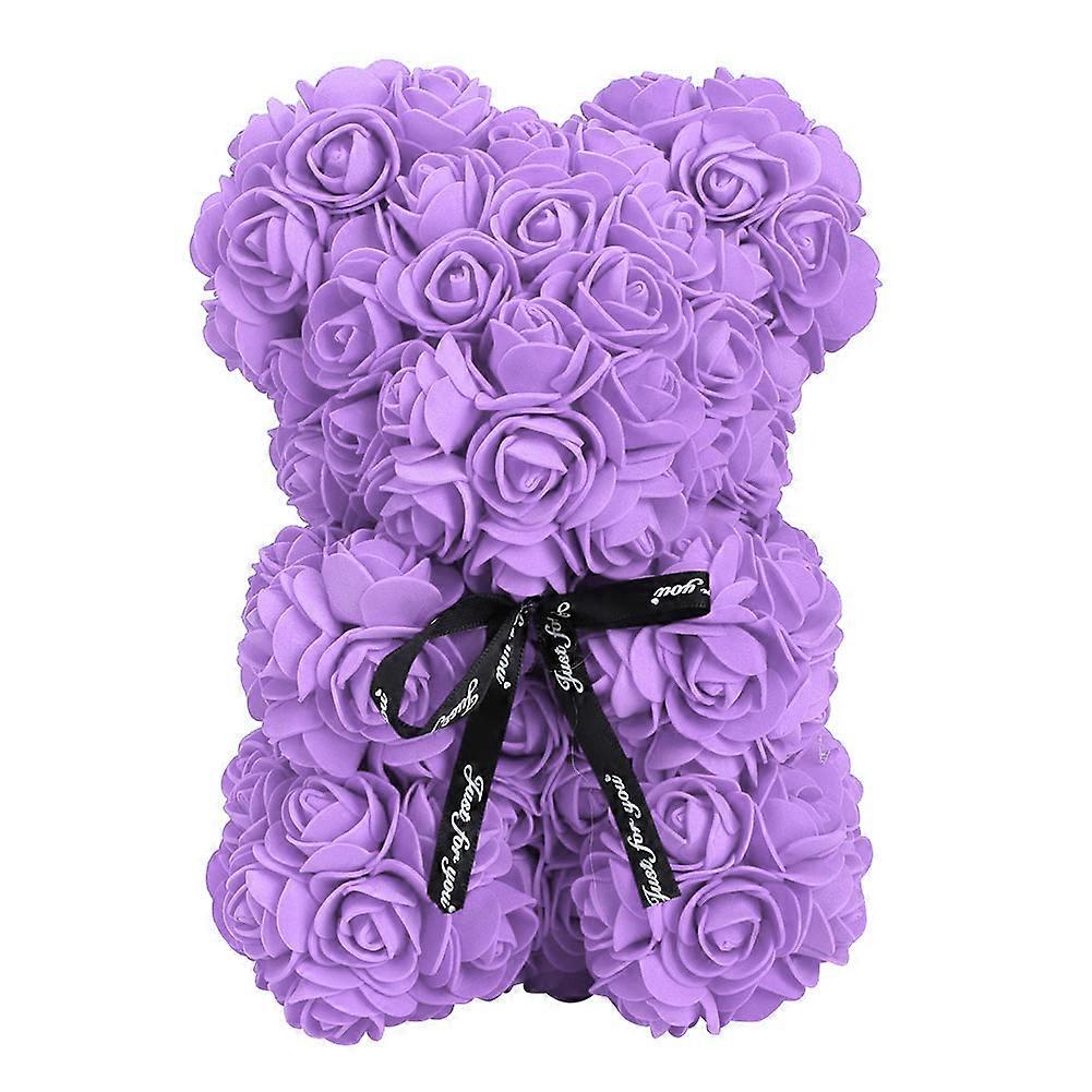 Unique Cute Bear Shape Simulation Artificial Rose Flower with Bowknot Decor for Valentine's Day