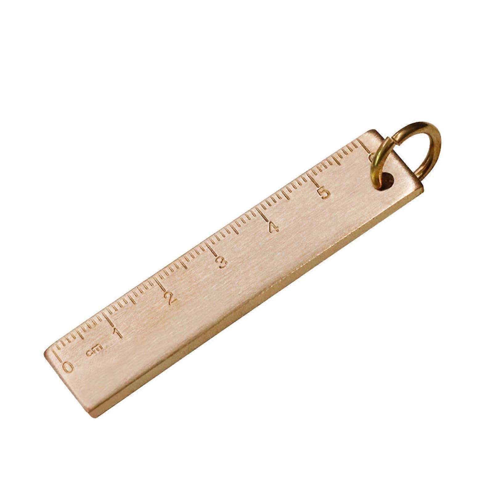 6 cm Copper Ruler Keychain - 6.5x1.5 cm Measuring Tool in Yellow for Festivals, Birthdays, Teachers, and Decoration