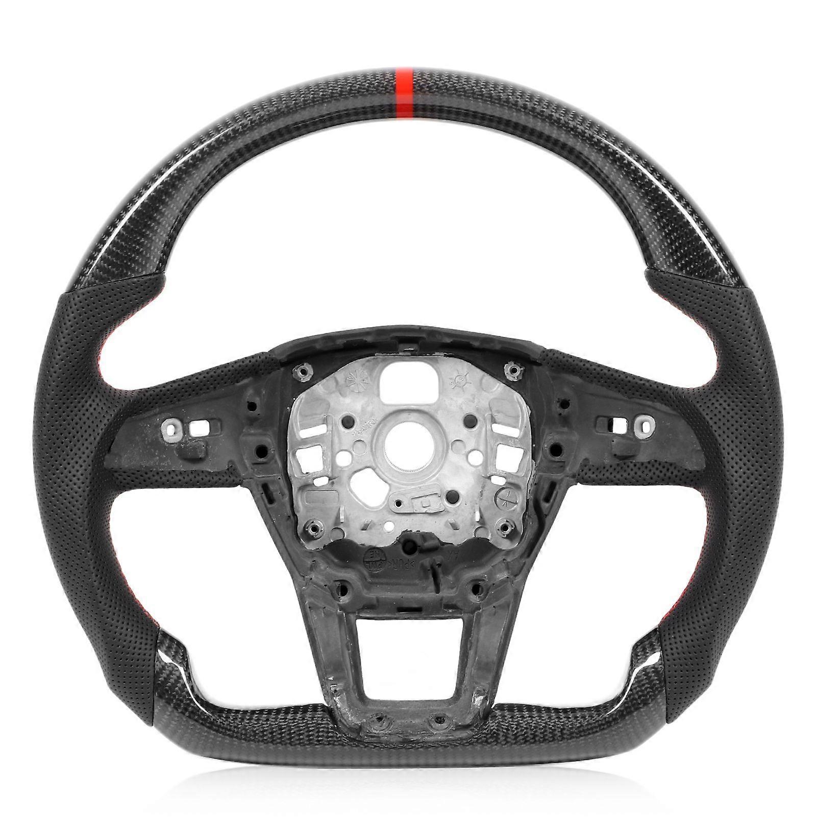 Carbon Fiber Steering Wheel Perforated Leather Red Stitching Replacement for C8 A6 S6 RS6 A7 S7 RS7 2019+