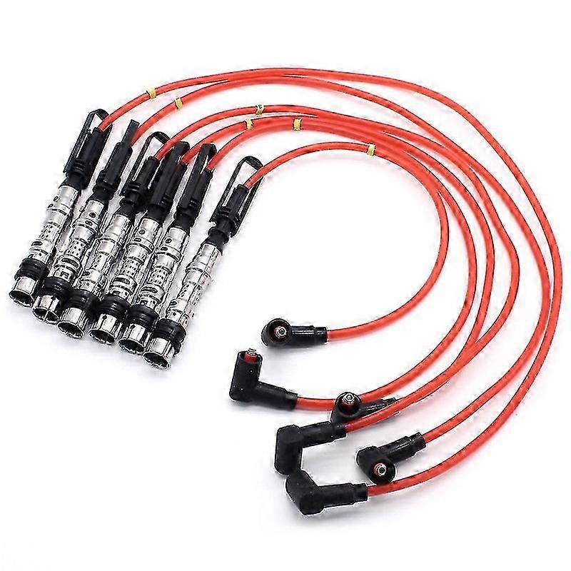 6-Piece Ignition Coil Spark Plug Wires Set in Red for Golf III & Corrado VR6 2.8/2.9 AAA ABV - Includes Puller Tool by Yalo