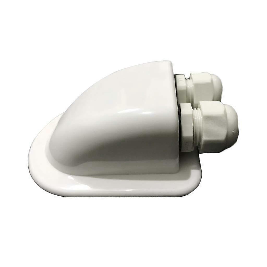 ABS Solar RV Yacht Roof Duct Cable Entry Junction Box, Double Hole Round Design, White, Weatherproof, Durable