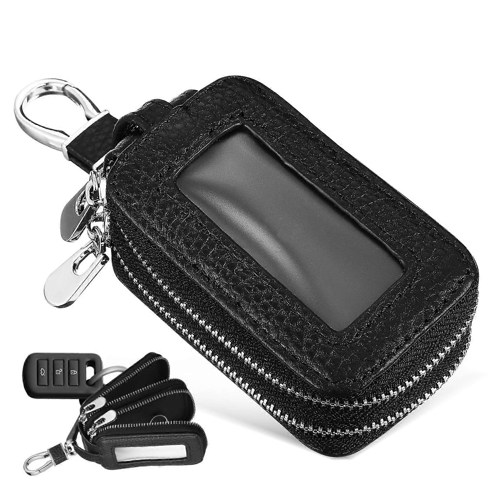 Auto Key Holder Case Keychain Pouch Leather Key Fob Protector Bag for Car Keys Compatible with Various Models