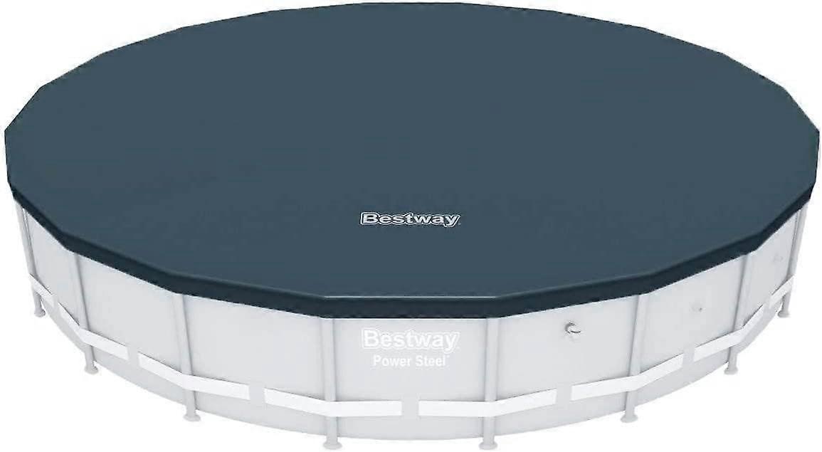 Flowclear PVC Round 18 Foot Pool Cover for Above Ground Frame Pools with Drain Holes and Secure Tie-Down Ropes, Black (Cover On