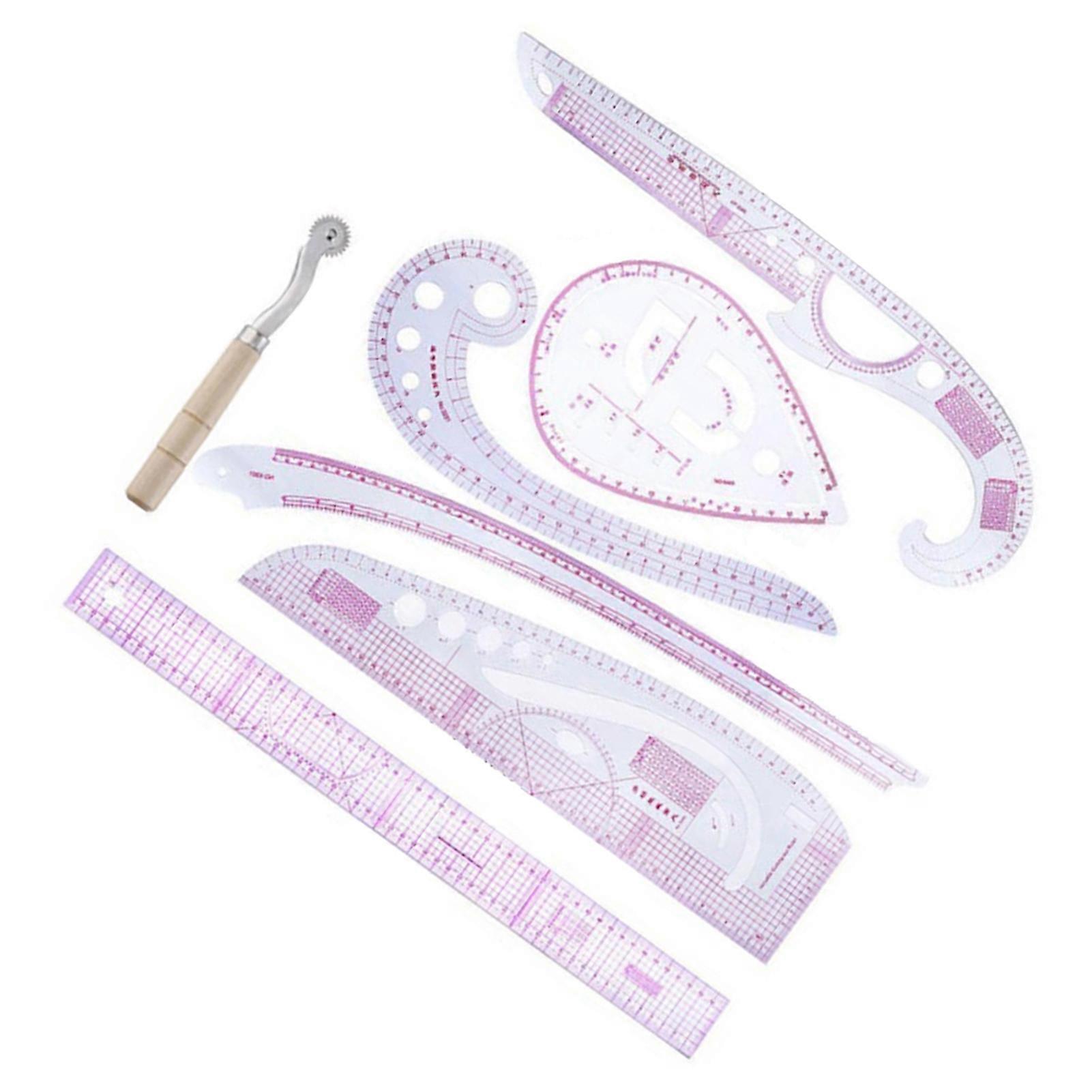 7pcs Curve Ruler Set High Transparency Accurate Scale Flexibility Sewing Ruler Set for Clothing Drawing
