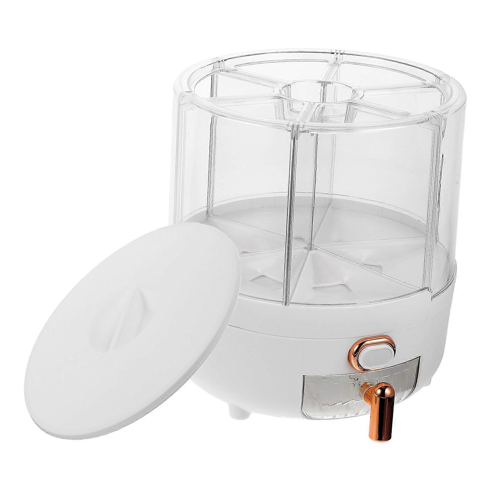 White PP Rice Dispenser for Storage with Six Compartments and Measuring Cup Suitable for Kitchen Countertop 6.3 Inches