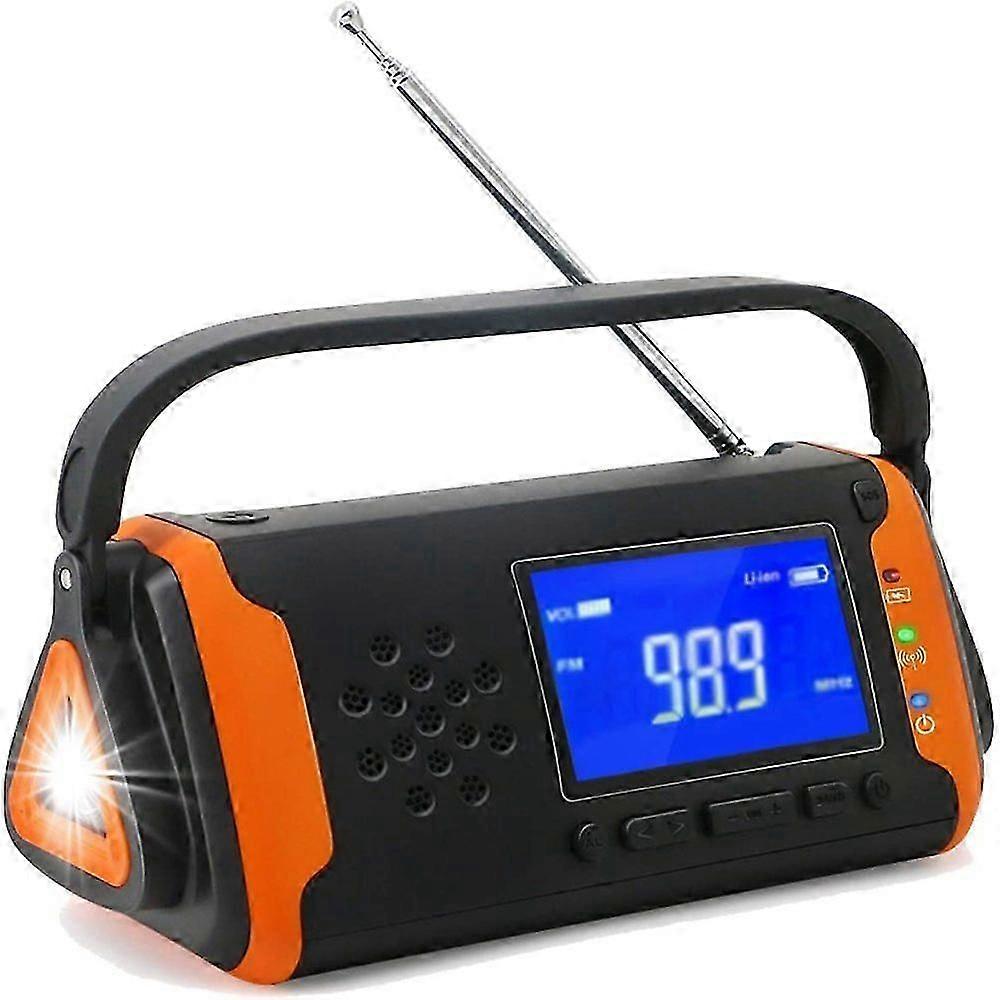 Portable Power Bank, Solar Powered Hand Crank Emergency Weather Radio For N O A A Weather Alerts, Am Fm Shortwave, Rechargeable Lithium Battery,