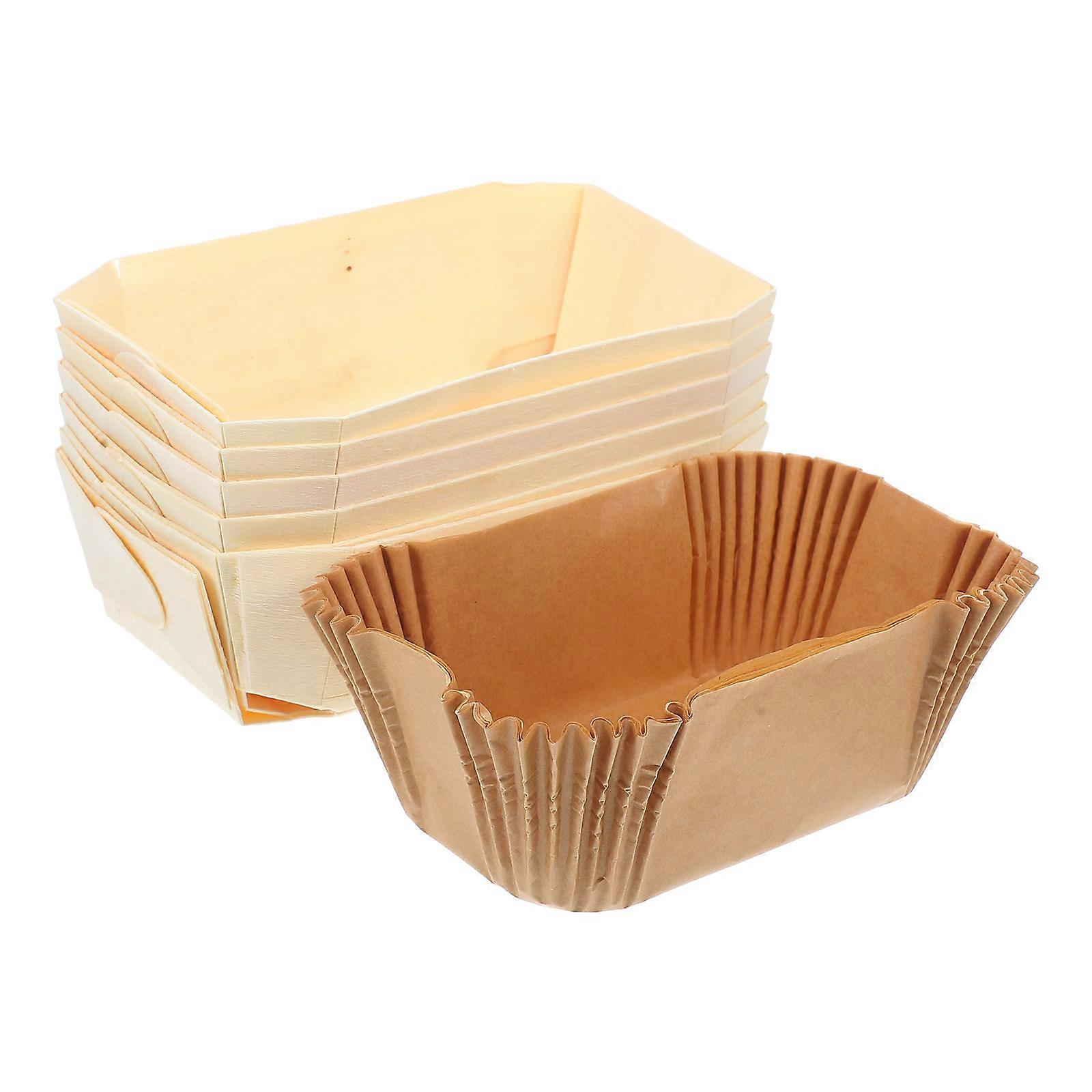 6pcs Nonstick Rectangular Cake Molds, Wood Color Toast Molds for Bread, Cakes & Brownies – Easy Demoulding for Daily & Special Occasions